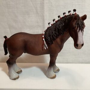 Schleich Clydesdale Gelding with Ribbon in Mane Brown Horse Figurine 2015